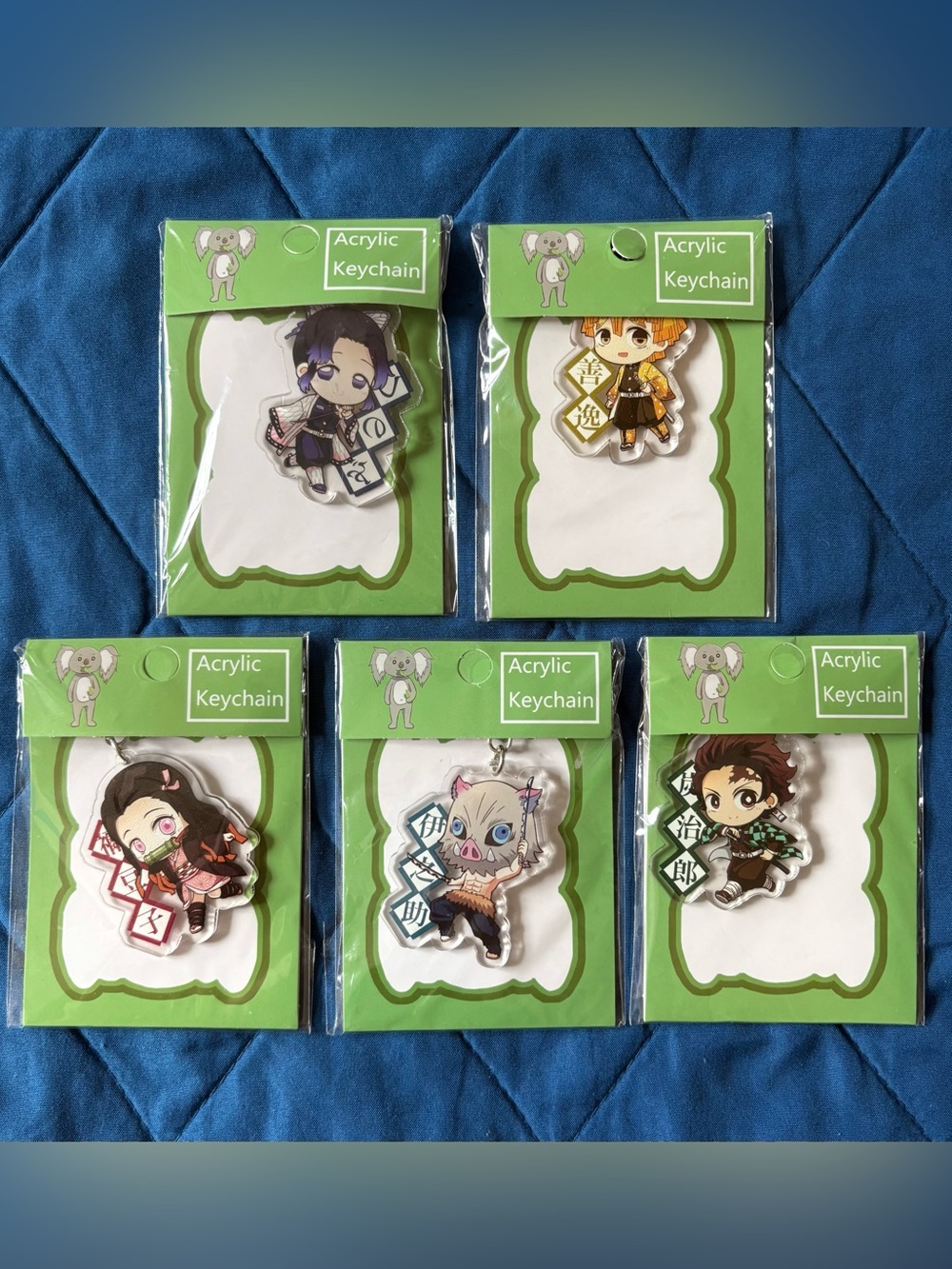 5 NEW Demon Slayer Acrylic Keychain Tanjiro Nezuko Zenitsu Inosuke Shinobu Chibi